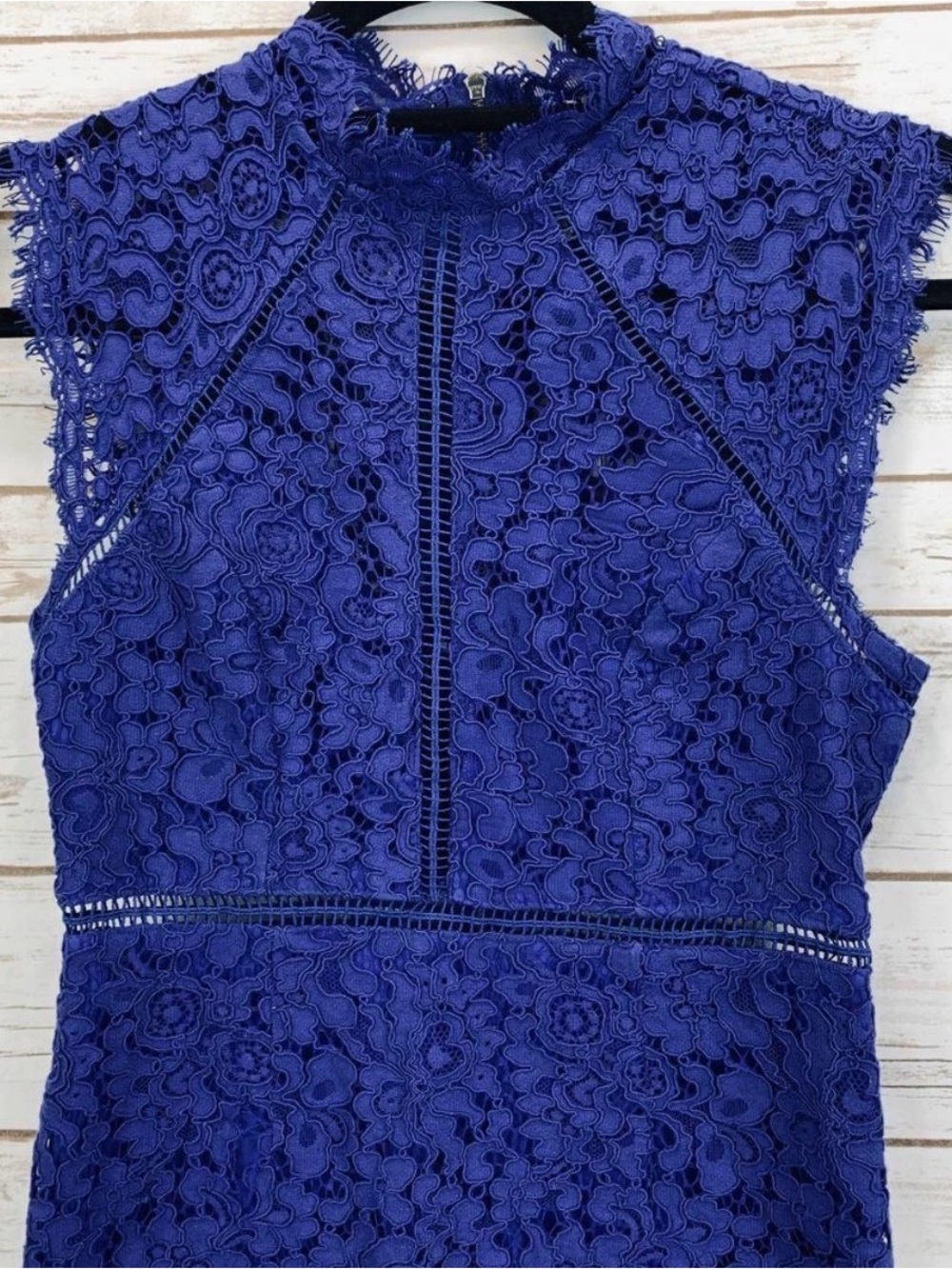 Bardot Navy Blue Lace Sheath Sleeveless Dress